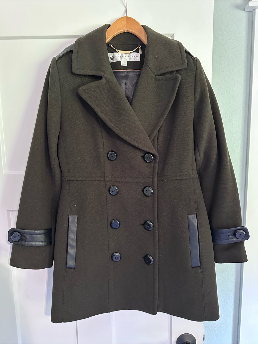 Trina Turk Women's Double-Breasted Wool Blend Peacoat